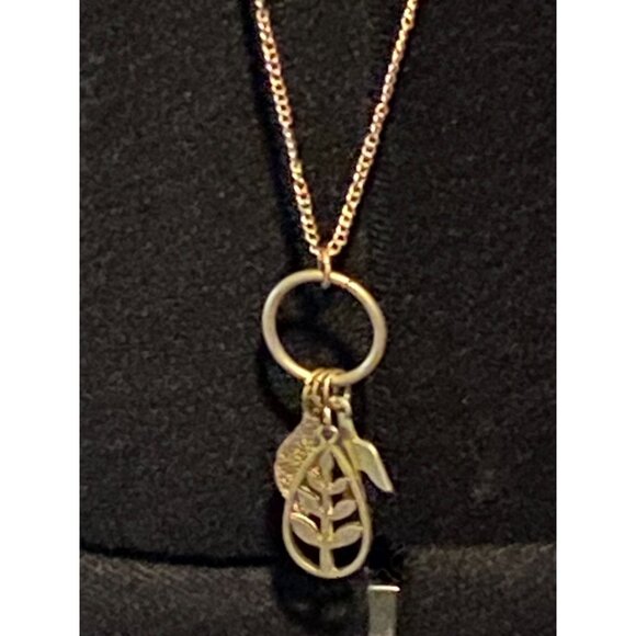 Fashion Jewelry Jewelry - Gold-Tone Long Necklace With Leaf Pendant & Charms
